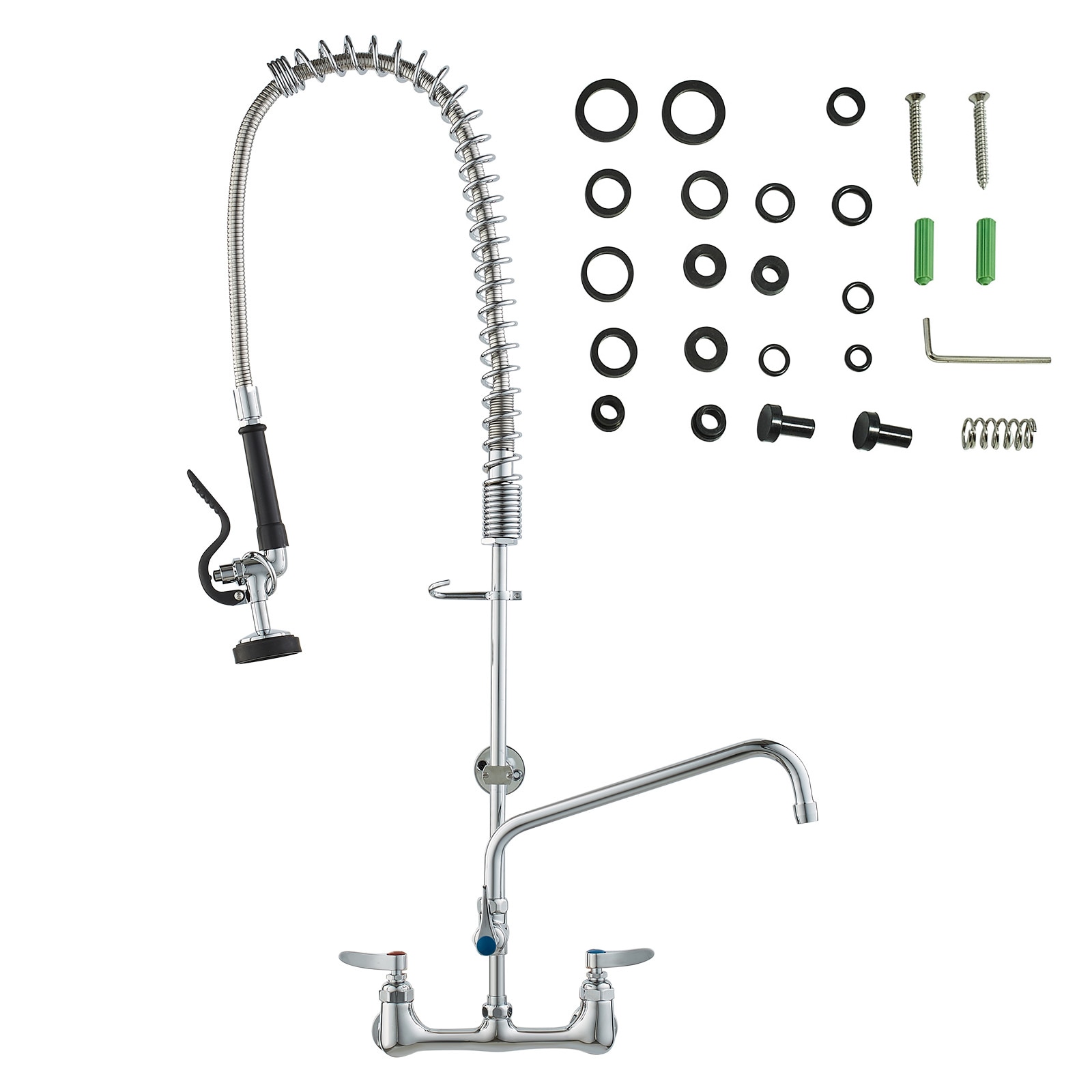 Commercial Kitchen Faucet With Pre-rinse Sprayer And Swing Spout_voghion.com